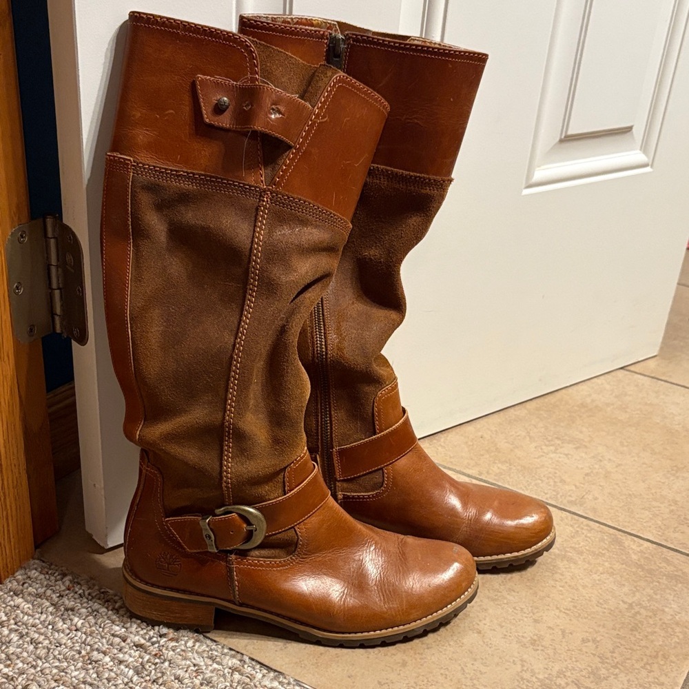 Brown Leather Knee-High Boots - Timberland Women’s size 9.5